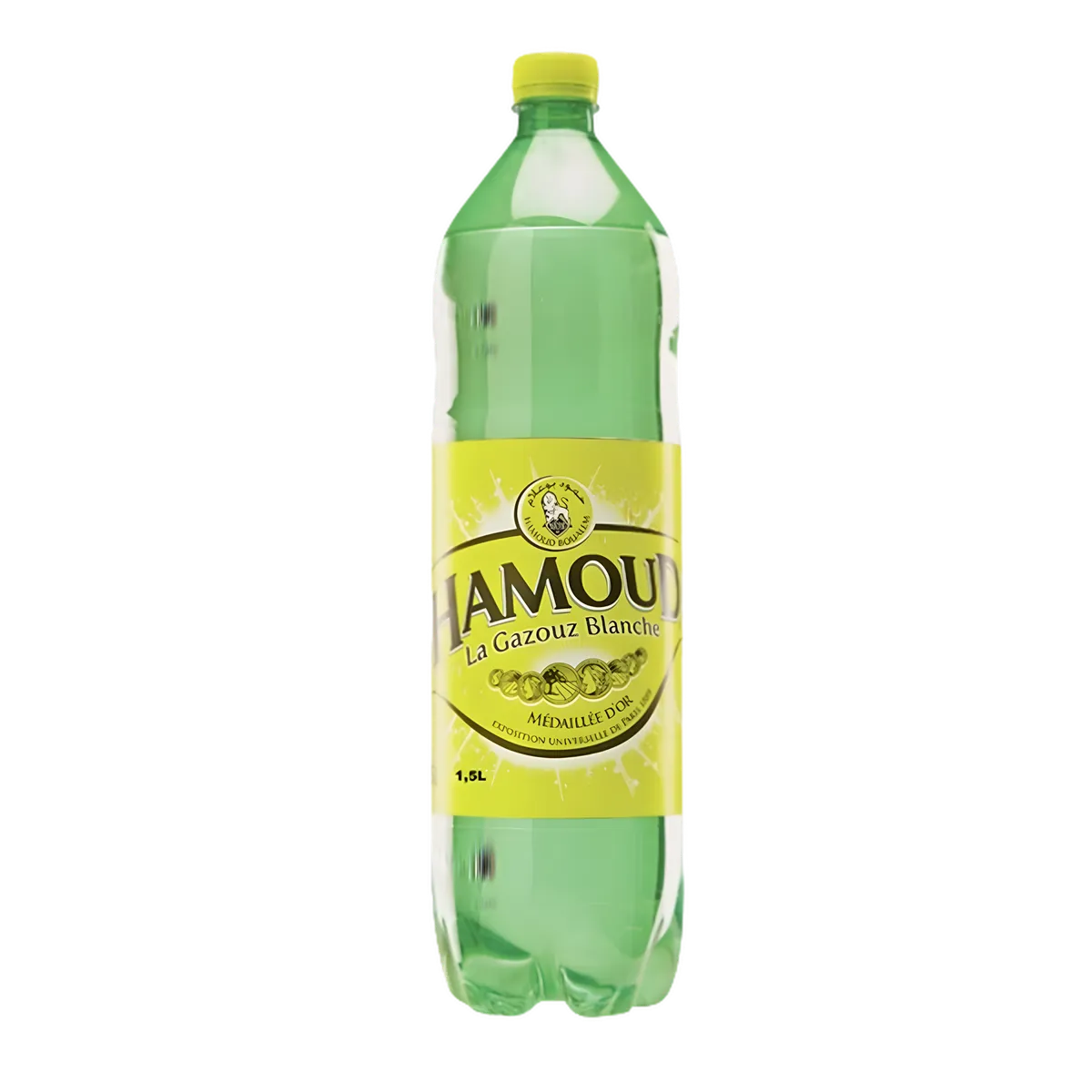Boisson Limonade HAMOUD - Rafraîchissement Pétillant en bouteille de 1,5L, soda citronné idéal pour une pause désaltérante.